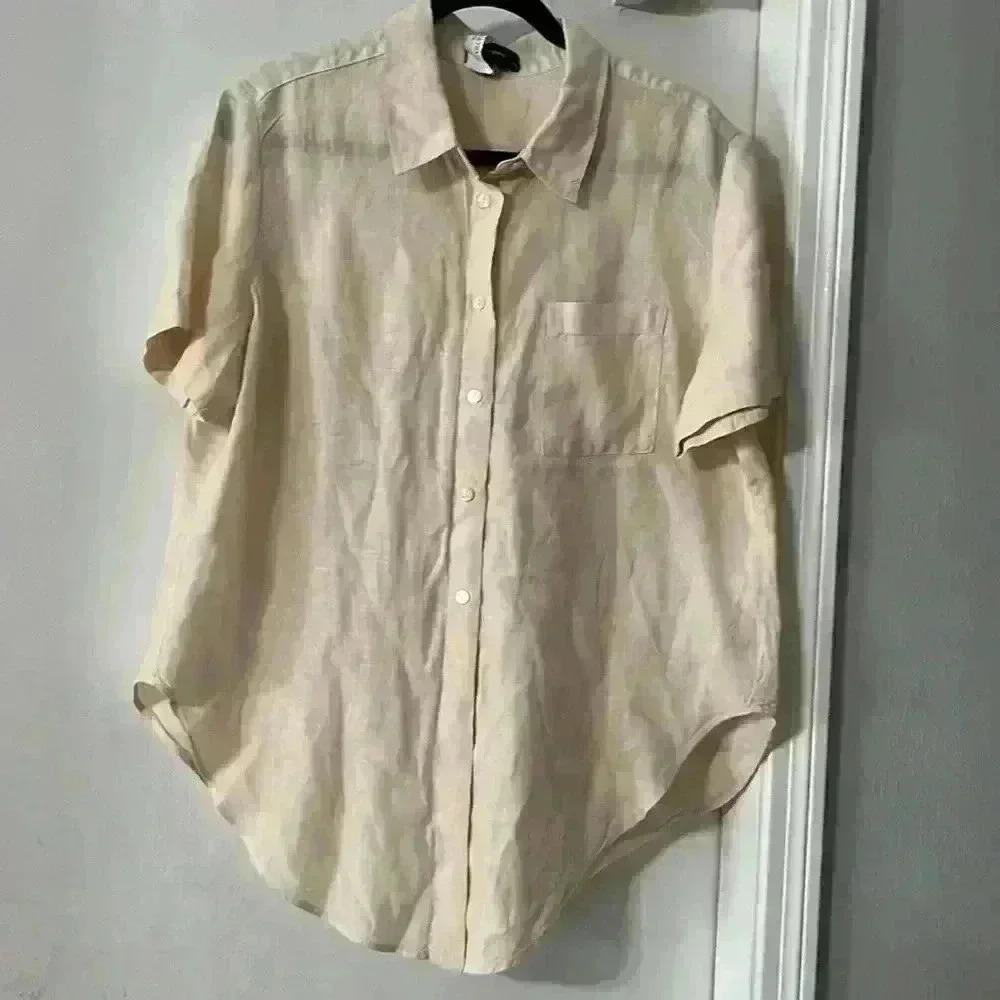 Theory Tie-Front Shirt in Linen-Tencel - Picture 4 of 11